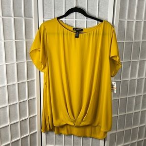 Inc Woman’s Gold Blouse short sleeve Size 3X New